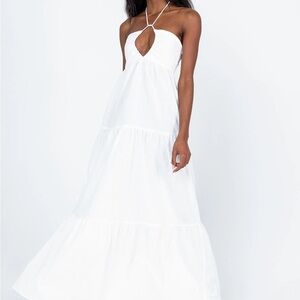 Princess Polly White Halter Lincoln Maxi Dress  size 4
